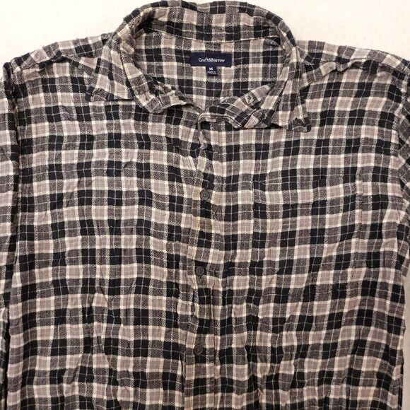 Croft & Barrow Tartan Flannel Button Up Shirt Mens Size Medium M Black Gray - Picture 1 of 10